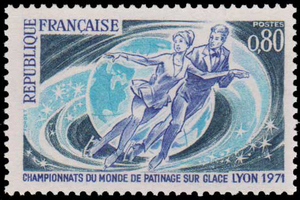 FR0671法国1971世界花样滑冰锦标赛1全新外国邮票
