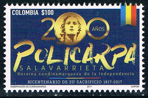 N1943哥伦比亚2017女革命家萨拉瓦烈塔国旗1全新外国邮票