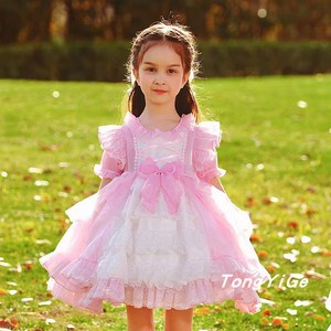 洛丽塔女童宝宝周岁生日网纱蓬蓬裙高端洋装礼服连衣裙短袖公主裙