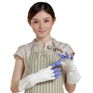 台湾正品 手护神鲨鱼油家务手套厨房卫浴洗碗清洁乳胶植绒加厚302