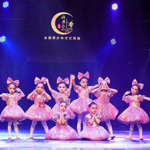 六一儿童演出服七彩亮片蓬蓬裙幼儿园可爱舞蹈纱裙女现代舞公主裙