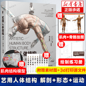 艺用人体结构 解剖形态运动 刘庆行著 人体肌肉骨骼 三体建模平面绘画设计 零基础入门手绘绘画教学基础入门书籍