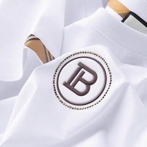 夏季薄款柔软纯棉白色t恤男士短袖修身圆领烫钻字母B休闲半袖衫男