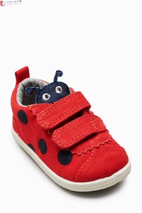 现货英国春正品NEXT女宝宝婴儿红色瓢虫魔术贴学前学步鞋帆布鞋