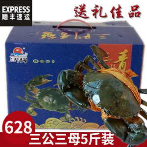 台州正宗三门青蟹3公3母5斤礼盒装海蟹螃蟹送礼海鲜鲜活水产