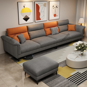 意式极简直排布艺沙发透气棉麻布家用客厅小户型现代简约三人组合