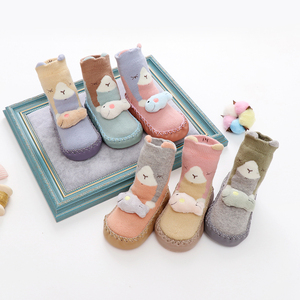 婴儿鞋袜秋冬纯棉宝宝地板袜防滑8-16-24个月新生儿童软底学步袜