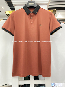 开尔男装商场专卖 夏季新款纯色净版字母浮雕微弹短袖T恤polo衫