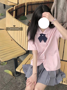 樱田川岛2024夏季新款学院风套装短袖jk衬衫雪纺上衣女两件套裙装