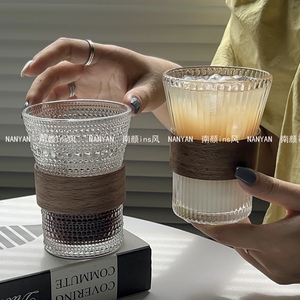 ins挂耳咖啡杯冰美式拿铁杯高颜值高级感女精致家用玻璃喝水杯子
