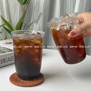 ins高颜值自制咖啡店同款杯子高硼硅玻璃杯 咖啡杯冷饮杯简约水杯