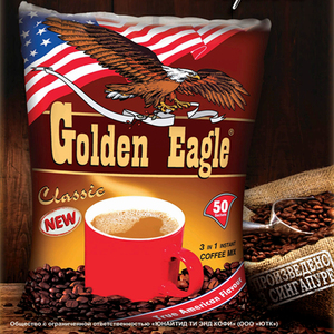 俄罗斯进口咖啡大鹰牌GoldenEagle三合一速溶1000克独立50小包邮