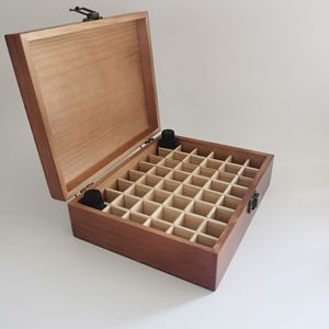 精油盒子收纳盒48格5ml瓶整理木盒活动格仿红木质复古包装盒新品