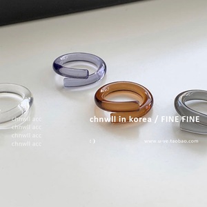 chnwll 韩国小众法式复古时髦树脂亚克力半透明交叉造型戒指 现货