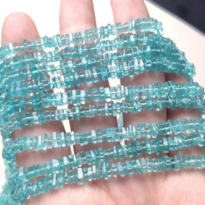 天然水蓝磷灰石方片水晶半宝石散珠手工diy饰品配件项链耳环材料