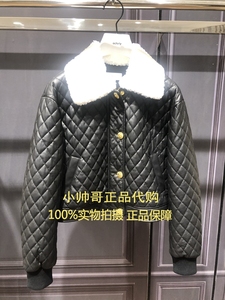 现货 1WY104023F 12B欧时力专柜正品 2022年春仿毛领PU皮棉衣外套