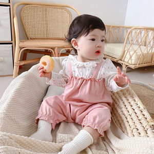 三六个月一岁女宝宝衣服春季百天婴儿连体衣2024新款春装女宝纯棉