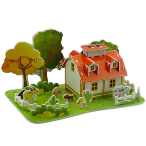 立体拼图房子乡间别墅3d纸质模型儿童早教拼装积木女孩科教玩具