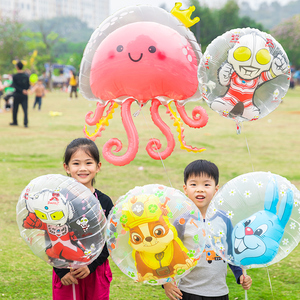 六一郊游水母章鱼气球泡泡球双层透明卡通奥特曼飘空儿童生日装饰