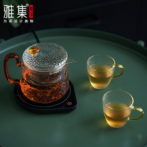 雅集水滴茶壶保温底座恒温宝牛奶保温加热器茶座金属智能加热杯垫