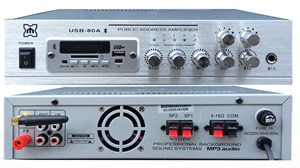 公共广播系统 带USB/SD/MP3/80W定压功放 可调高低音功放 带遥控