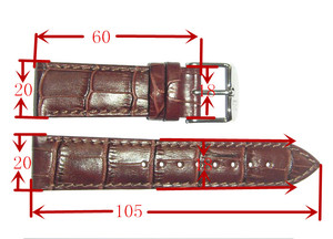 短装短款棕红色鳄鱼纹真皮手表带20x18细小手腕表带软熟质感又好