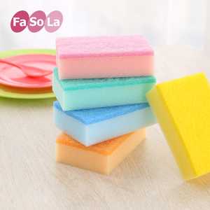 日本FaSoLa家用海绵百洁布洗碗布网状厨房刷锅布不沾油清洁布5片