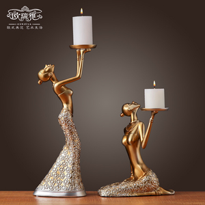 北欧浪漫烛台轻奢摆件西餐客厅家用桌面蜡烛专用复古工艺品装饰品