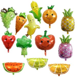 水果气球蔬菜铝箔绿色植物夏季装扮 主题造型布置生日派对铝膜
