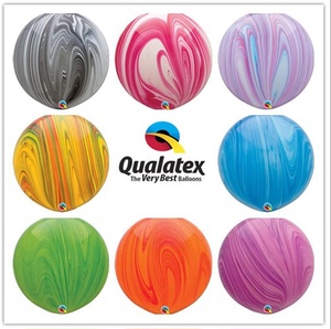 美国进口先锋Qualatex黑白条纹黑玛瑙11寸30寸灰色大理石条纹气球