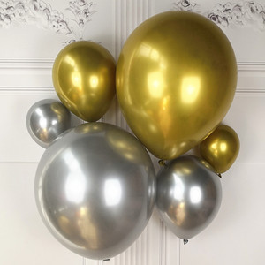 5寸10寸18寸金属色金色银色气球 铬金属重金属色不规则造型无色差