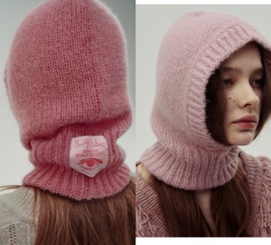 自制ins设计师品牌护颈针织纯色帽子包头温暖毛线护耳帽 两色