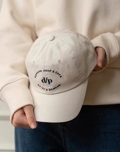 d/p海军蓝帽子象牙色棒球帽棉质鸭舌帽韩国小众设计师品牌
