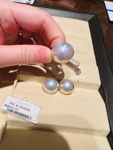 日本代购 TASAKI 塔思琦 18K黄金 大颗 马贝珍珠 戒指 耳钉 耳夹