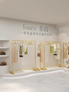 铁艺纳米金色服装店展示架落地式中岛衣架童装店陈列架女装店货架