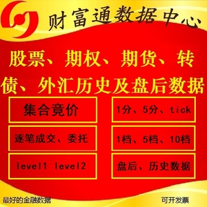 股票期货期权全息逐笔level2委托分笔tick十档1分钟日线历史数据