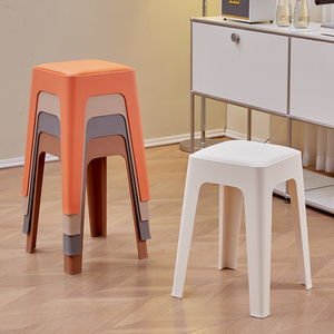 现代简约塑料凳子创意时尚餐桌凳可收纳不占空间彩色海绵皮革高凳