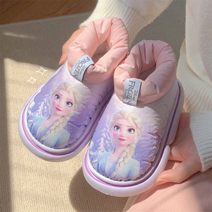 冬季保暖防滑新款防水外穿雪地靴正品艾莎公主儿童短筒靴棉靴女童