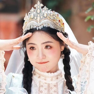 新疆舞蹈头饰维吾尔跳舞演出表演头冠镶钻特色民族风发饰品欧美女