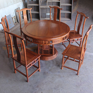 红木餐桌圆桌刺猬紫檀圆形花梨木小圆台实木新中式家用小户型原木