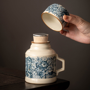 汝窑万金花小暖壶带盖茶壶大容量陶瓷闷茶壶家用保温瓶泡茶壶茶具
