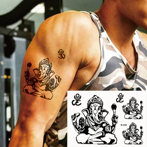 印度泰国手臂胸背手腕象头大象神财天象神神象纹身贴防水持久K086