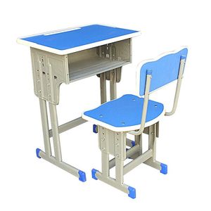 双柱学生课桌椅可升降加厚型中小学辅导班学习桌单人双人厂家直销