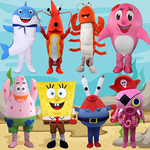 鲨鱼卡通龙虾人偶服装舞台表演活动海豚道具海洋动漫螃蟹服装头套