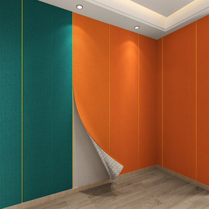 墙布自粘加厚电视背景墙纸橙色软包墙板装饰防水防潮客厅卧室壁布