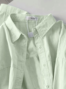 【免费试穿】2024新款流行长袖衬衣女韩系宽松奶绿色防晒衬衫外套