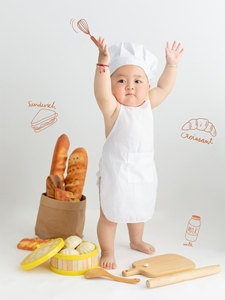 新款儿童摄影主题小小厨师宝宝百天照周岁艺术照拍照主题服饰道具
