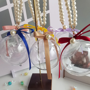 梦幻亚克力透明喜糖盒圆形创意水晶球喜糖盒结婚伴手礼宝宝生日盒