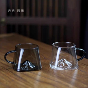 观山方圆有度绿茶品杯彩色玻璃把杯高硼硅耐热水杯花茶杯明火logo