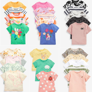 现货英国NEXT童装夏新款女童女宝宝瓢虫兔子卡通圆领短袖T恤上衣